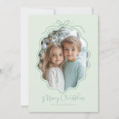 パステル ミント グリーン ウェーブ リトロ フォト シーズンカード (正面)