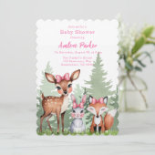 パステル メドウ コンパニオンズ: オー ベイビー ガール シャワー 招待状 (スタンド正面)
