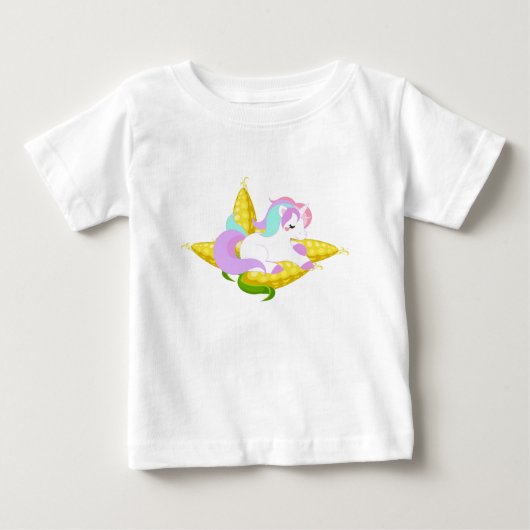 パステル ユニコーンのとうもろこし ベビーTシャツ (正面)