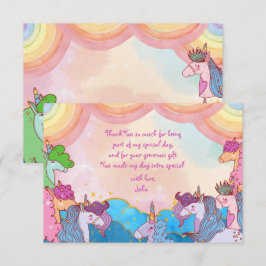 パステル ユニコーンの虹 キッズ バースデー サンキューカード