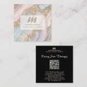 *~* パステル ユニコーン レインボー QR  ラックスイニシャル AP66 スクエア名刺 (正面/裏面)