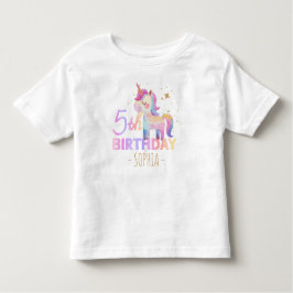 パステル ユニコーン 5歳の誕生日パーティーTシャツ トドラーTシャツ