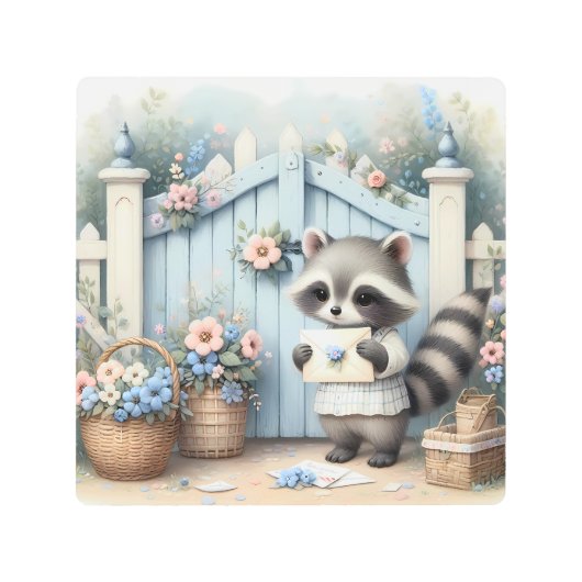 パステル ラクーン レター ガーデン メタルプリント (正面)