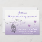 パステル ラブバードのウェディング カスタム ブライズメイド 招待状 (正面)