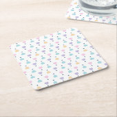 パステル ラブ ハート パターン スクエアペーパーコースター (アングル)