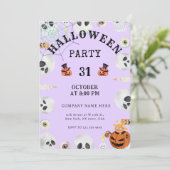 パステル ラベンダー ハロウィン ビジネス パーティ 招待状 (スタンド正面)