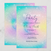 パステル レインボー グリッター グラデーション 招待状 (正面/裏面)