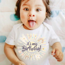 パステル レインボー サン 誕生日ガール Tシャツ