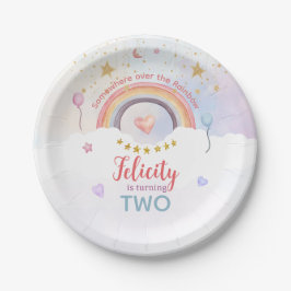 パステル レインボー タイダイ バースデー ペーパープレート