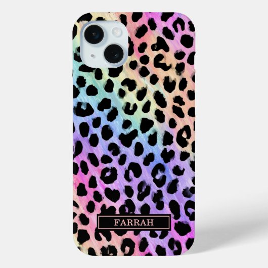 パステル レインボー ヒョウ柄 モノグラム Case-Mate iPhoneケース (裏面)