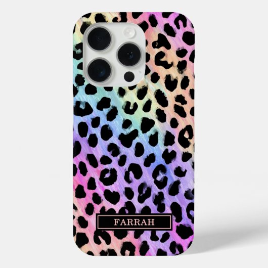 パステル レインボー ヒョウ柄 モノグラム Case-Mate iPhoneケース (裏面)