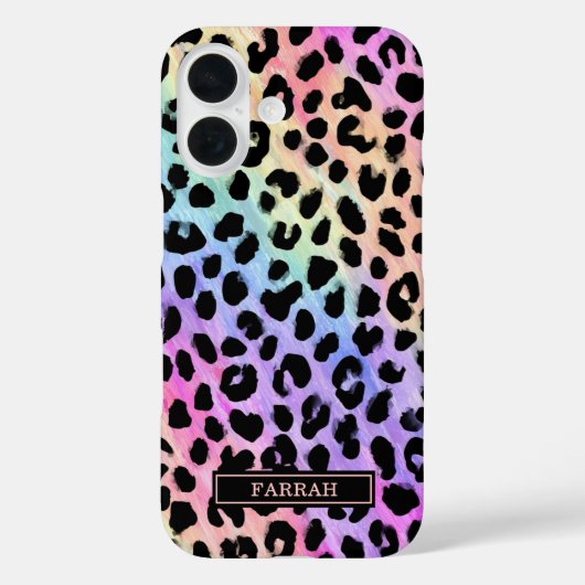 パステル レインボー ヒョウ柄 モノグラム Case-Mate iPhoneケース (裏面)