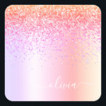 パステル レインボー ピンク ゴールド パープル グリッター モノグラム スクエアシール<br><div class="desc">レインボー パステル ブラッシュ ピンク 偽のホイル メタリック スパークル グリッター ブラシ メタル モノグラム 名前とイニシャル ペーパー パーティー ステッカー 住所ラベル。 これは、16歳の誕生日、結婚式、結婚前のお祝い、結婚記念日、ベビーシャワー、または独身パーティーのギフトとして、豪華で洗練されたスタイルが好きな人にとって最適です。</div>