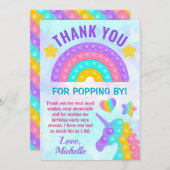 パステル レインボー ポップ イット じっと玩具 誕生日パーティー サンキューカード (正面/裏面)