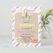 パステル レインボー ユニコーン 誕生日招待状 招待状 (スタンド正面)
