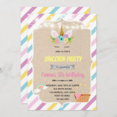 パステル レインボー ユニコーン 誕生日招待状 招待状 (正面/裏面)