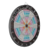 パステル レインボー ラスティック ブラウン ウッド トーン グレイン ダーツボード (正面左)