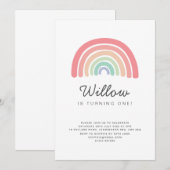 パステル レインボー 誕生日 招待状 (正面/裏面)