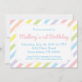 パステル レインボー 誕生日 招待状 (正面)