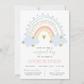 パステル レインボー 誕生日 招待状 (正面)