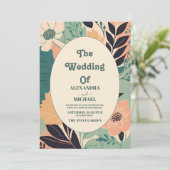 パステル レトロ カラフル フラワル ウェディング 招待状 (スタンド正面)