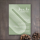 パステル レトロ カーブ ライン ジュニパー - ホリデーパーティー 招待状