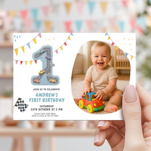 パステル レーストラック 初めての誕生日 招待状
