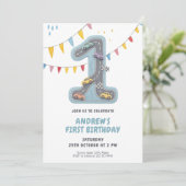 パステル レース トラック 初めての誕生日 招待状 (スタンド正面)