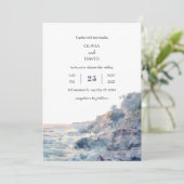 パステル ロッキー ショアライン サンライズ アート ビーチ ウェディング 招待状 (スタンド正面)