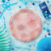 パステル ローズ 紙皿 (パーティー)