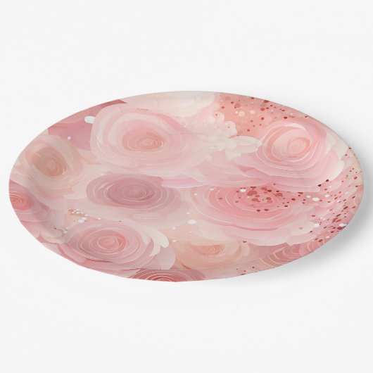 パステル ローズ 紙皿 (アングル)