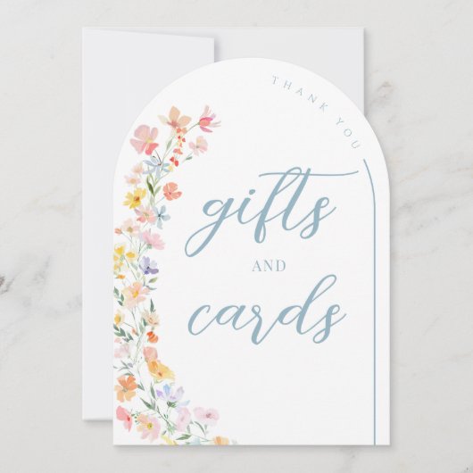パステル ワイルドフラワー ウェディング カード & ギフト サイン カード (正面)