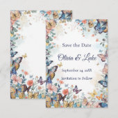パステル ワイルドフラワー & バタフライ セーブ・ザ・デート (正面/裏面)