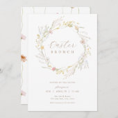 パステル ワイルドフラワー リース イースター ブランシュ 招待状 (正面/裏面)
