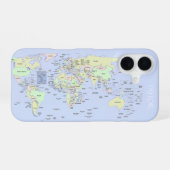 パステル・ワールドマップ - 名前入り iPhone 16ケース (裏面横)