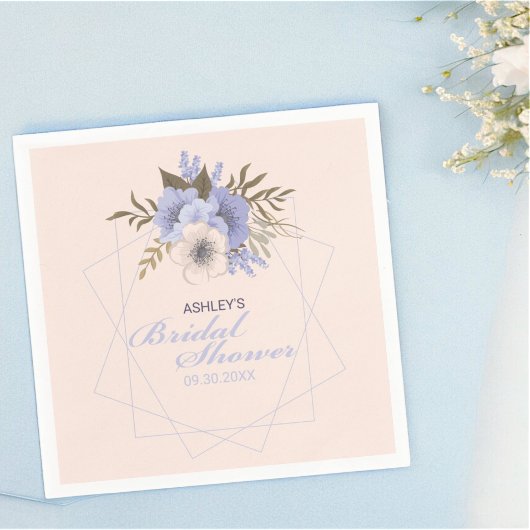 パステル ヴィオレット ピーチ 幾何学 ローズ ブライダル シャワー スタンダードカクテルナプキン