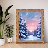 パステル 冬の夕焼け | 自然の絵画 水彩画 ポスター