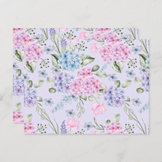 パステル 水彩 ミックス カラー 紫陽花の花 ポストカード (正面/裏面)