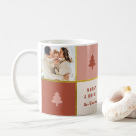 パステル&金ゴールドクリスマスツリー3フォトコラージュ コーヒーマグカップ
