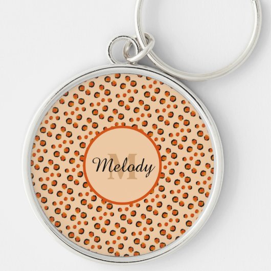 パステル&金ゴールドチーテアニマルプリントモノグラム キーホルダー (正面)