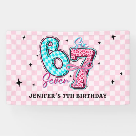 パステル 67 6才 7才 女の子 誕生日パーティー 横断幕 (横)
