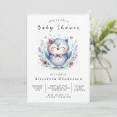 パステル Editable Owl ベビーシャワー 招待状 (スタンド正面)