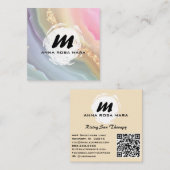 *~*パステルAP66金ゴールドグリッターレインボーアゲートQR スクエア名刺 (正面/裏面)