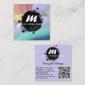 *~*パステルAP66金ゴールドグリッターQRレインボーアゲート スクエア名刺 (正面/裏面)