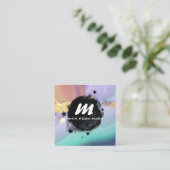 *~*パステルAP66金ゴールドグリッターQRレインボーアゲート スクエア名刺 (スタンド正面)