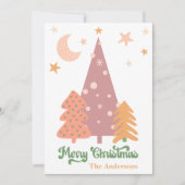 パステルBOHOクリスマスツリーメリークリスマス シーズンカード (正面)