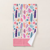 パステルBOHOボタニカルパタモノグラムのーン名 バスタオルセット (ハンドタオル)