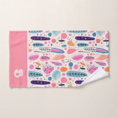 パステルBOHOボタニカルパタモノグラムのーン名 バスタオルセット (ハンドタオル)