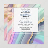 *~*パステルRSVP QRゲートAR66金ゴールド結婚s 招待状 (正面/裏面)