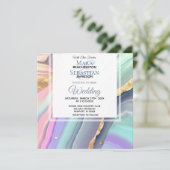 *~*パステルRSVP QRゲートAR66金ゴールド結婚s 招待状 (スタンド正面)